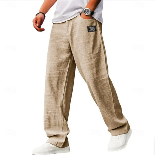 Wide leg jeans for men with relaxed fit - beige