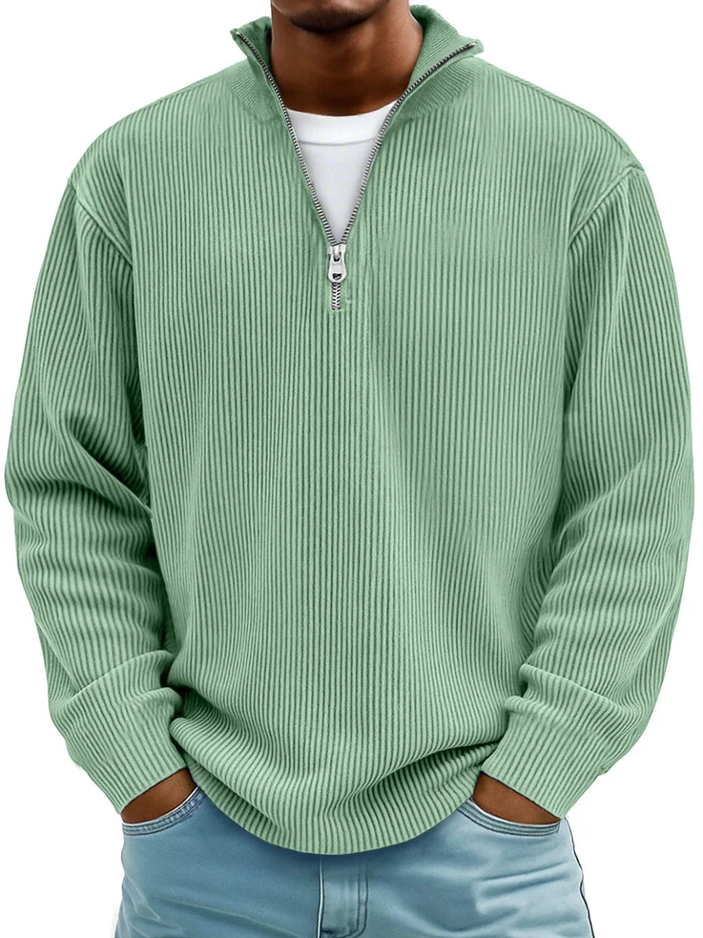 mens-ribbed-knit-pullover-sweater-with-quarter-zip-and-stand-collar-4