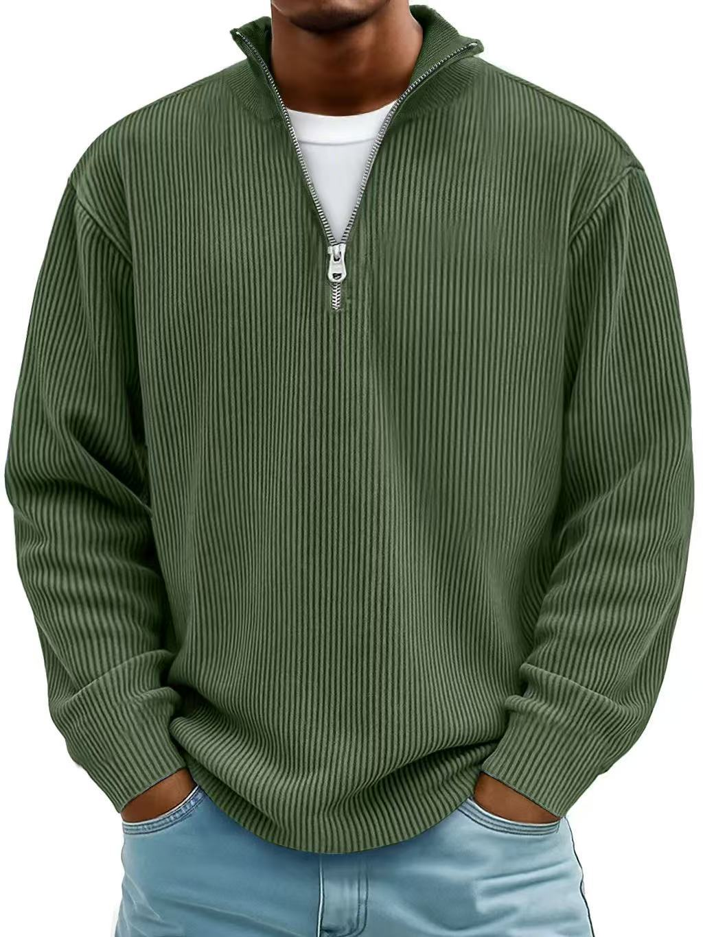 mens-ribbed-knit-pullover-sweater-with-quarter-zip-and-stand-collar-9