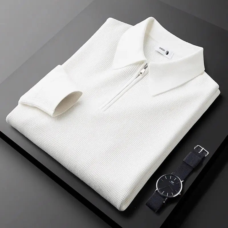 mens-waffle-knit-sweater-with-quarter-zip-and-pointed-collar-2