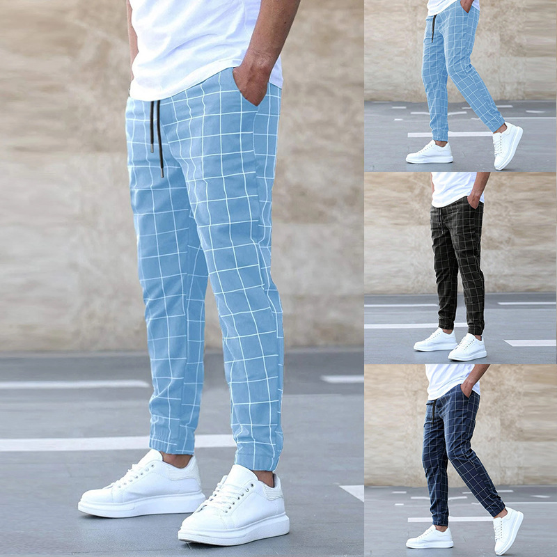 mens-woven-jogger-pants-with-drawstring-waist-and-grid-print-5