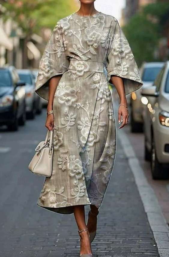 kimono sleeve silk dress High-Low Dress with Kimono Sleeves