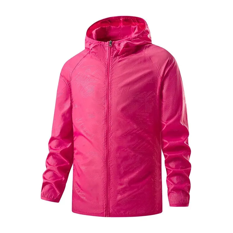 Men's hooded windbreaker shell jacket - rose red