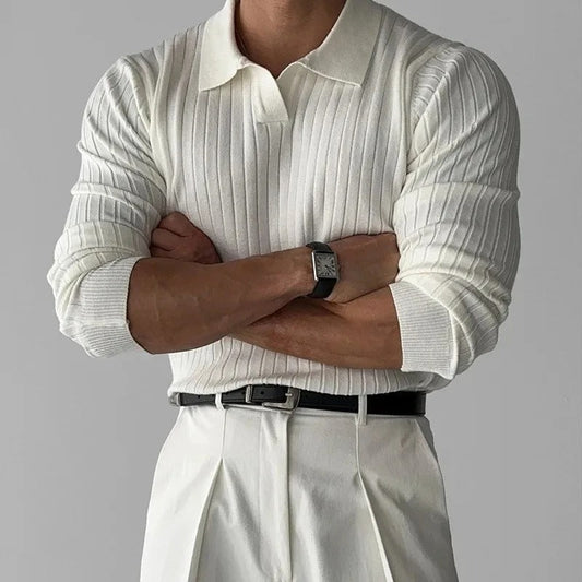 Milo - V-Neck Long Sleeve Slim Fit Polo