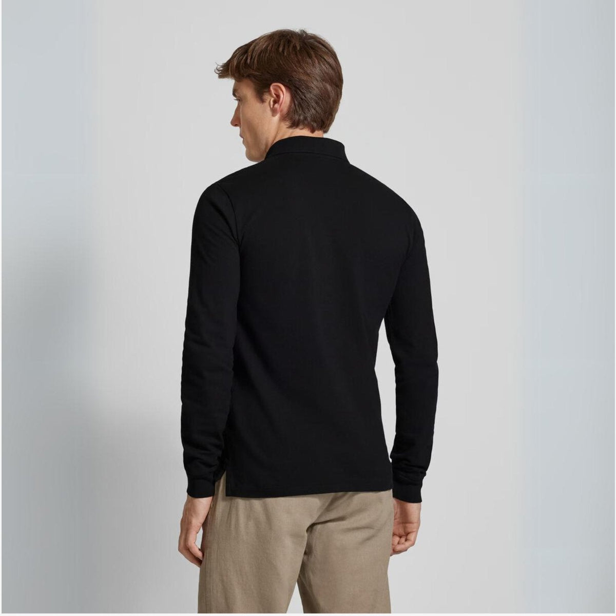 Men's long sleeve polo shirt with classic collar