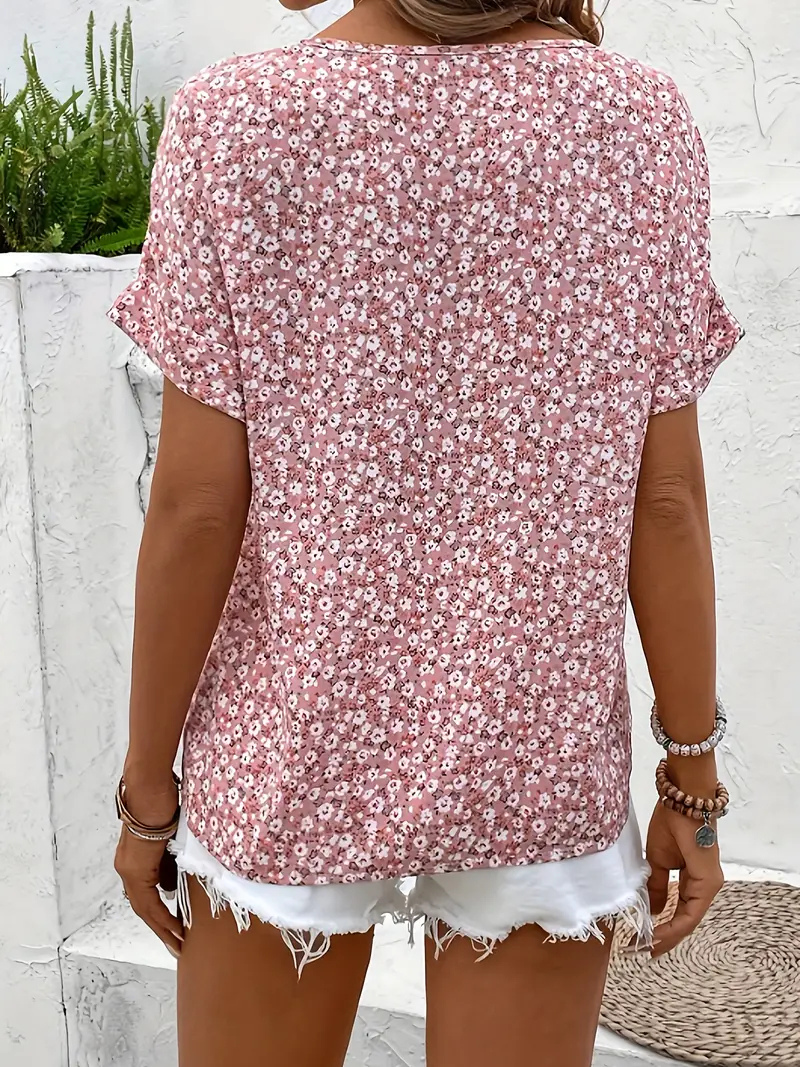 Remi | Women's Cotton Ditsy Floral Button-Front Blouse