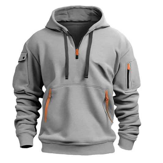 Sean - Pullover Hoodie with Zip Pocket and Arm Pocket