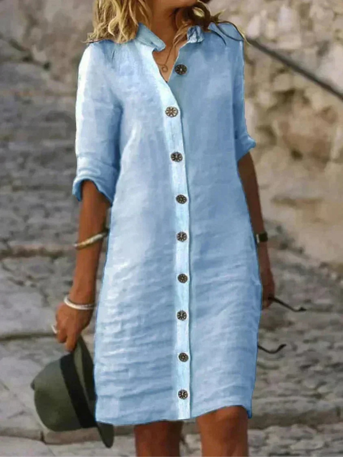 Sloane | Women's Collared Button-Down Shirt Dress