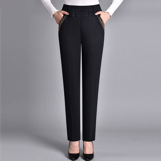 Evangelina - Straight Leg Elastic-Waist Jeans