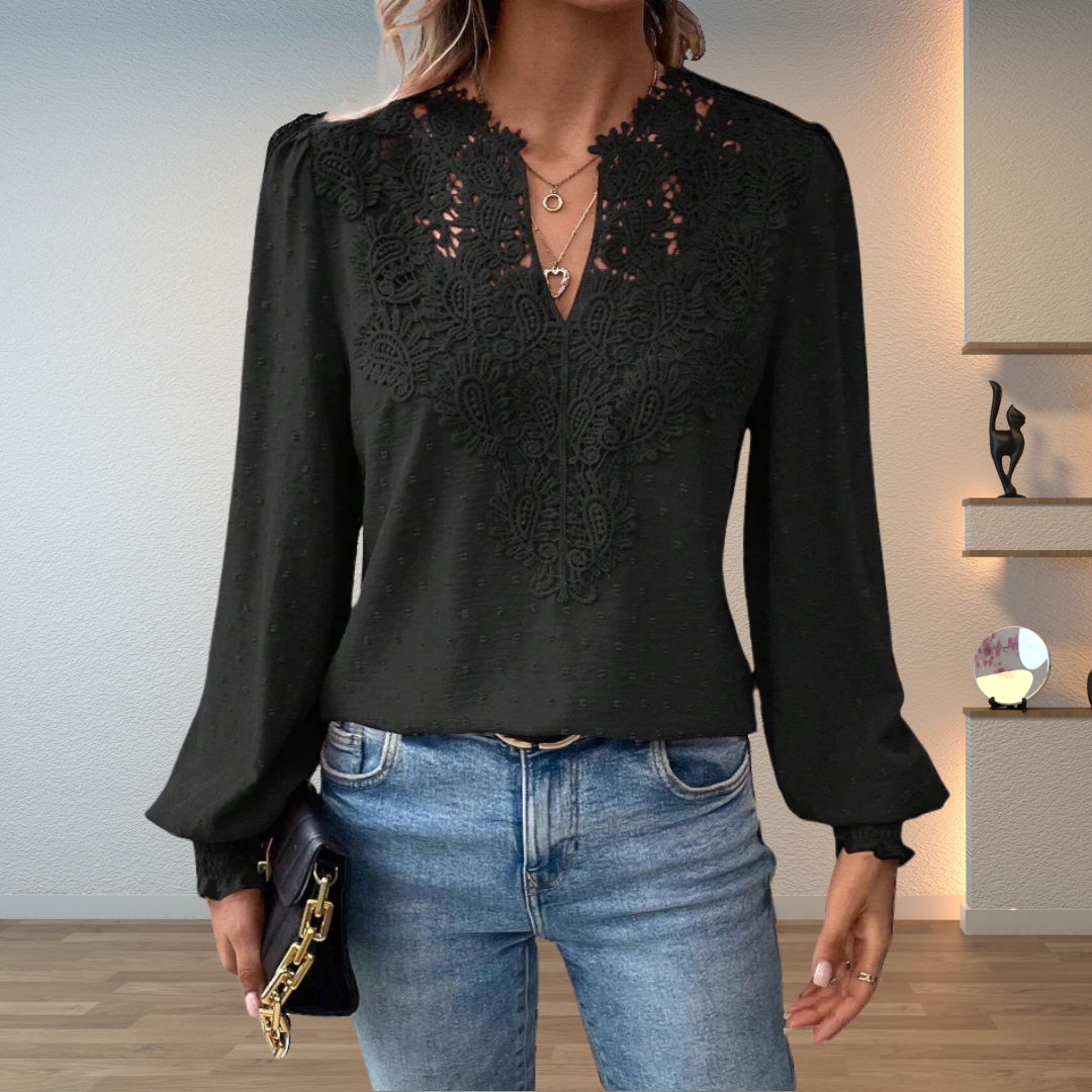 Thea | Women's Elegant Lightweight Lace Detail Blouse