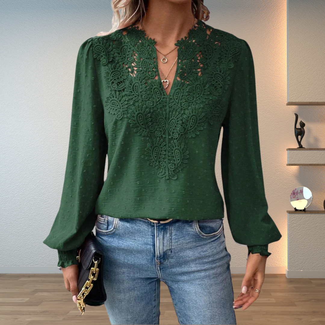 Thea | Women's Elegant Lightweight Lace Detail Blouse