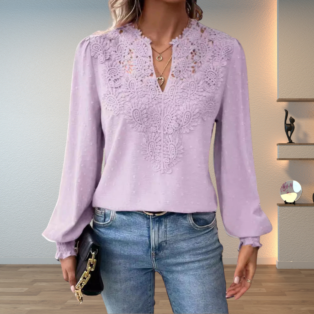 Thea | Women's Elegant Lightweight Lace Detail Blouse