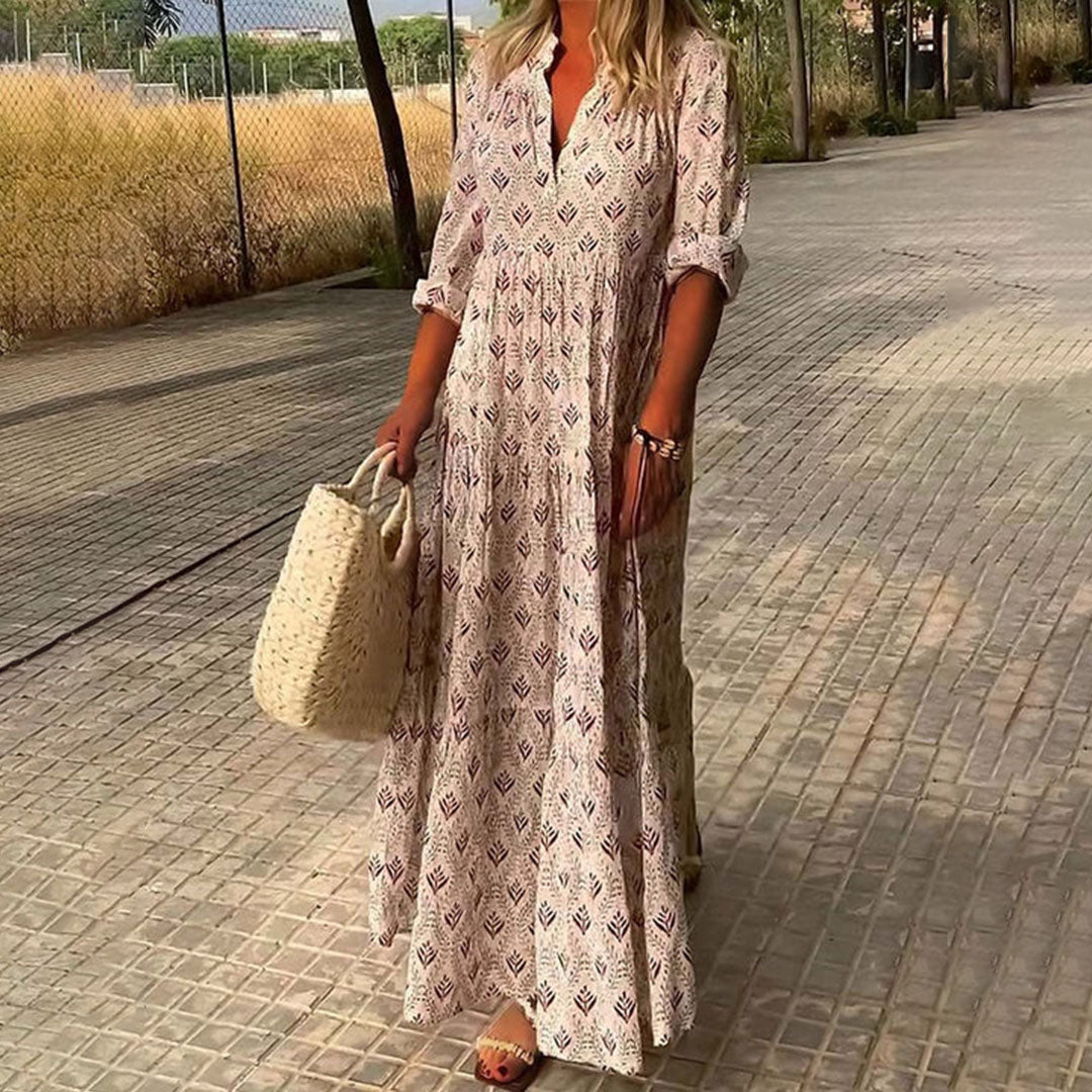 womens-boho-woven-maxi-dress-with-split-neck-and-roll-tab-sleeves-5