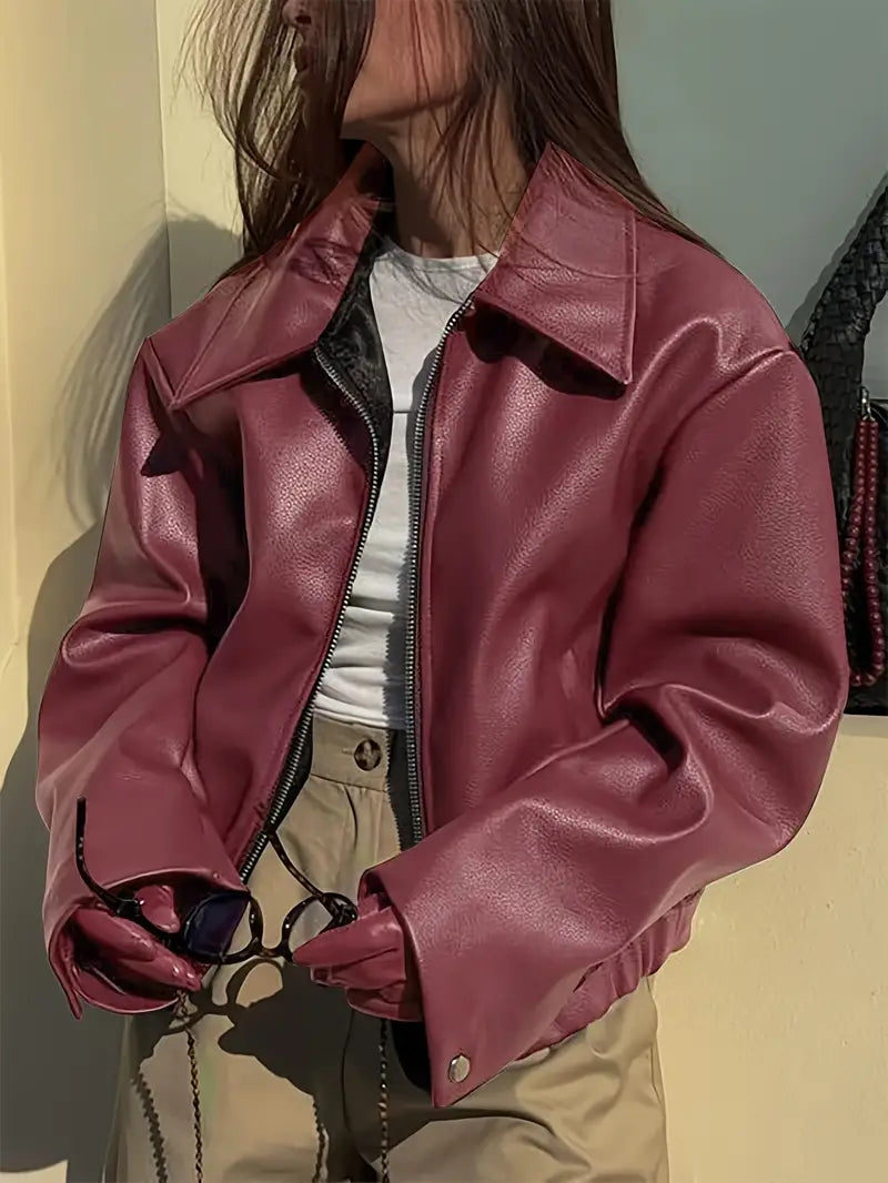 womens-bomber-jacket-in-coated-material-with-zip-front-and-point-collar-10