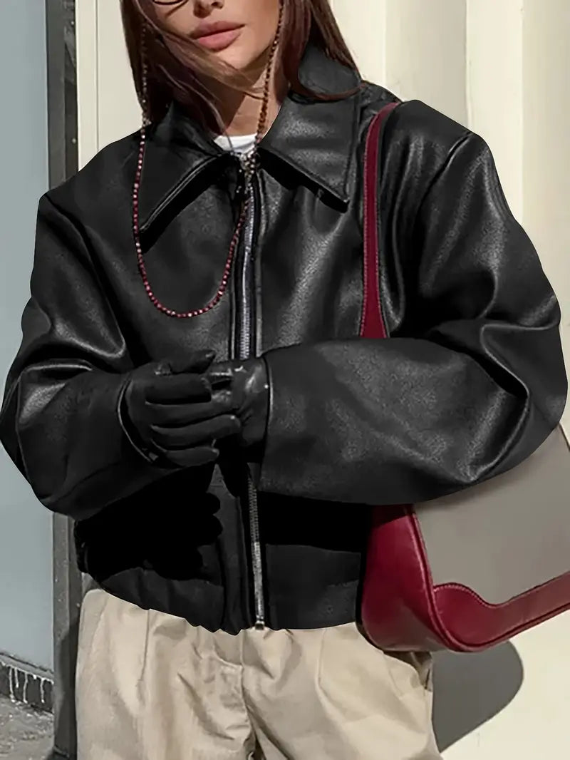 womens-bomber-jacket-in-coated-material-with-zip-front-and-point-collar-7