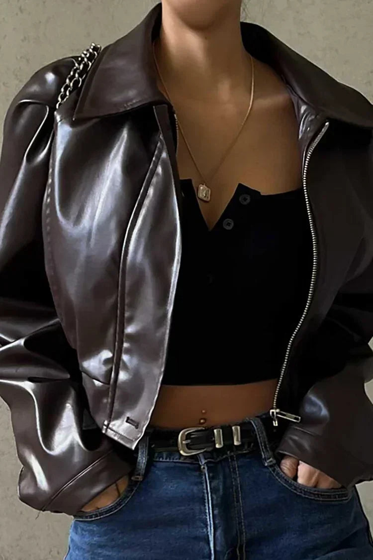 womens-bomber-jacket-in-coated-material-with-zip-front-and-puff-sleeves-2