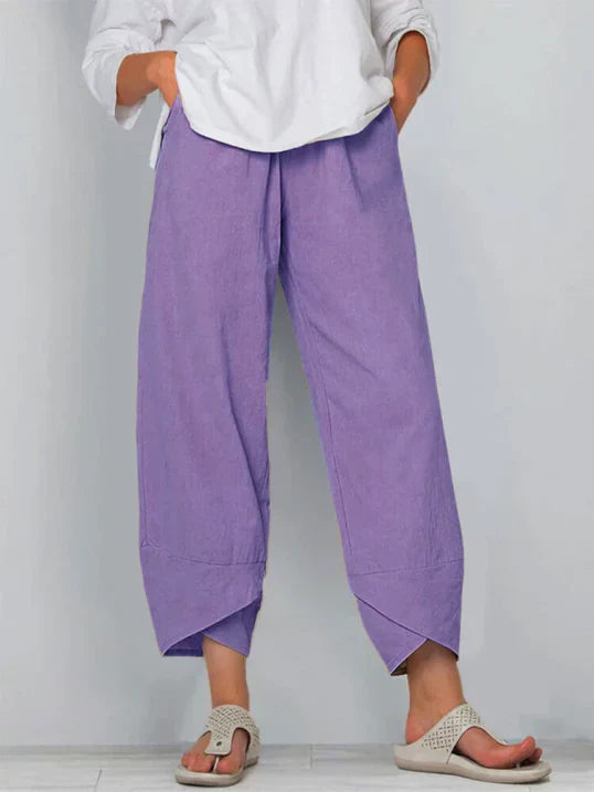 womens-casual-linen-blend-pants-with-pull-on-waist-and-overlap-hem-2