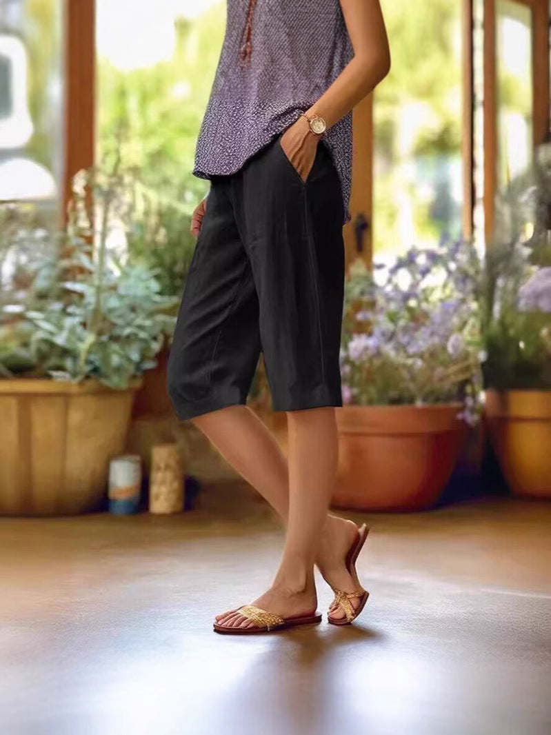 womens-casual-woven-bermuda-shorts-with-drawstring-and-side-pockets-5
