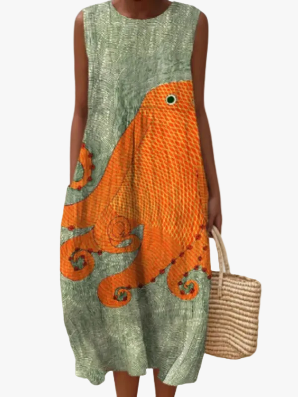 womens-casual-woven-midi-dress-with-round-neck-and-graphic-print-1