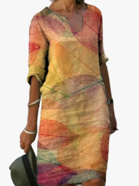 womens-casual-woven-midi-dress-with-v-neck-and-3-4-sleeves-1