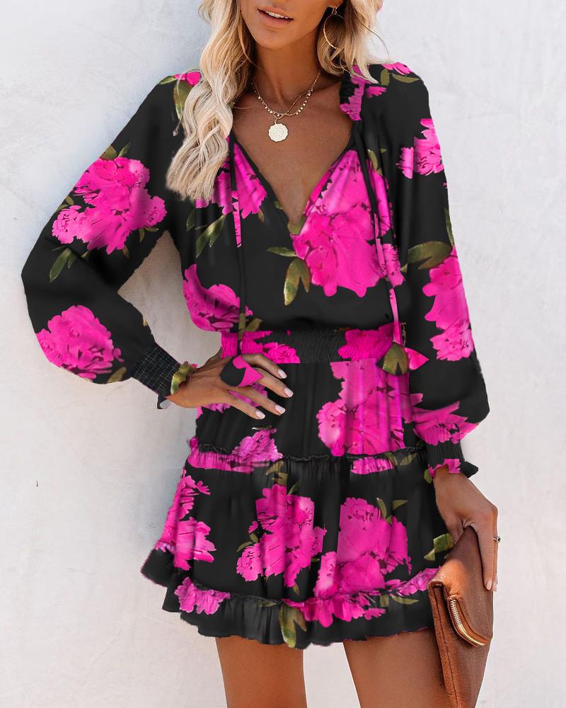 womens-casual-woven-mini-dress-with-neck-ties-and-tiered-ruffles-2