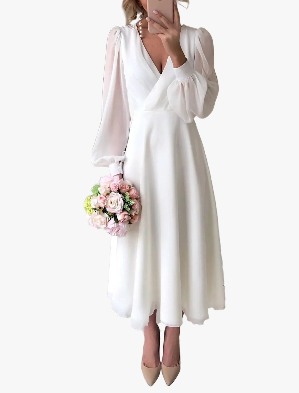womens-chiffon-midi-dress-with-wrap-v-neck-and-puff-sleeves-1