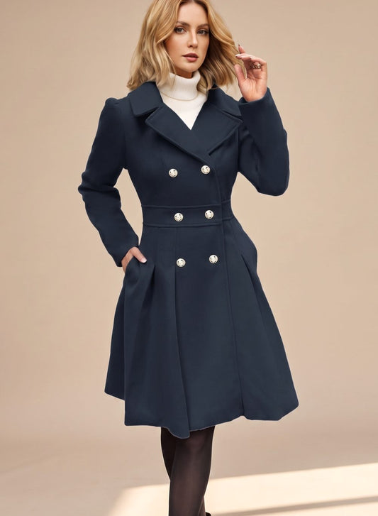 Kristiane - Pleated A-Line Longline Coat