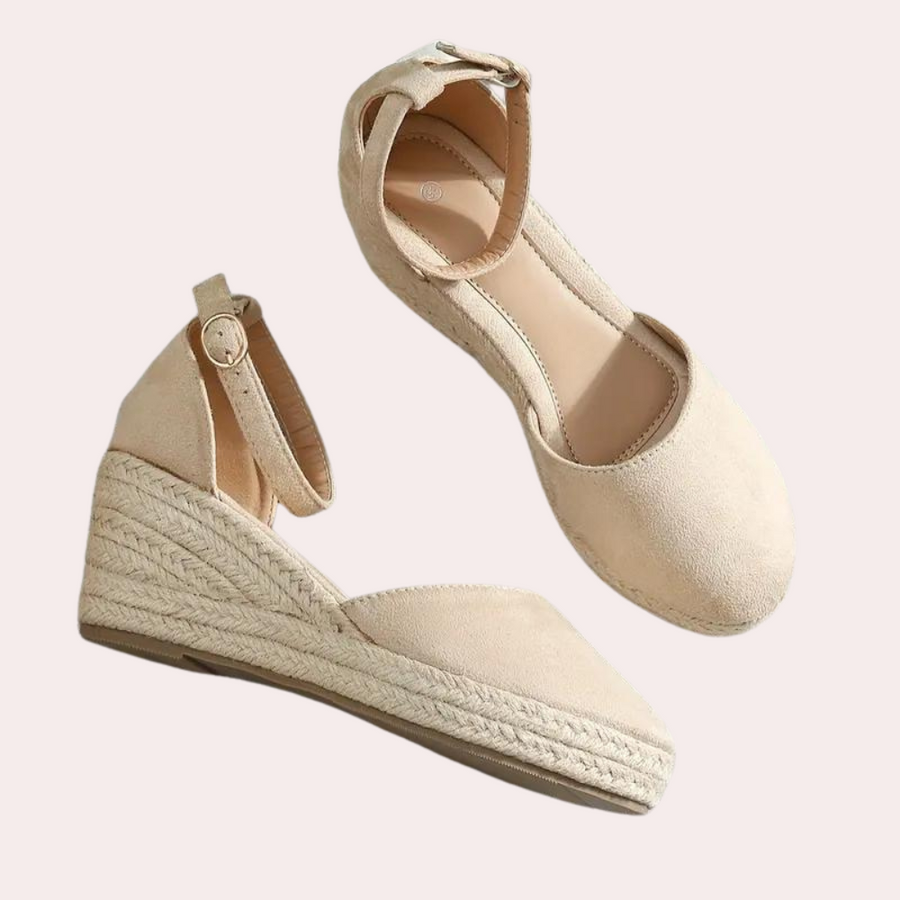 womens-dressy-canvas-wedge-heels-with-buckle-strap-and-closed-toe-2