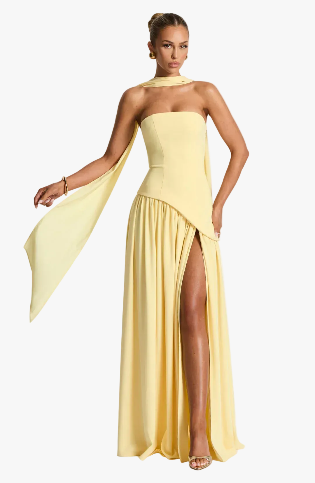 womens-evening-woven-maxi-dress-with-side-slit-and-scarf-1