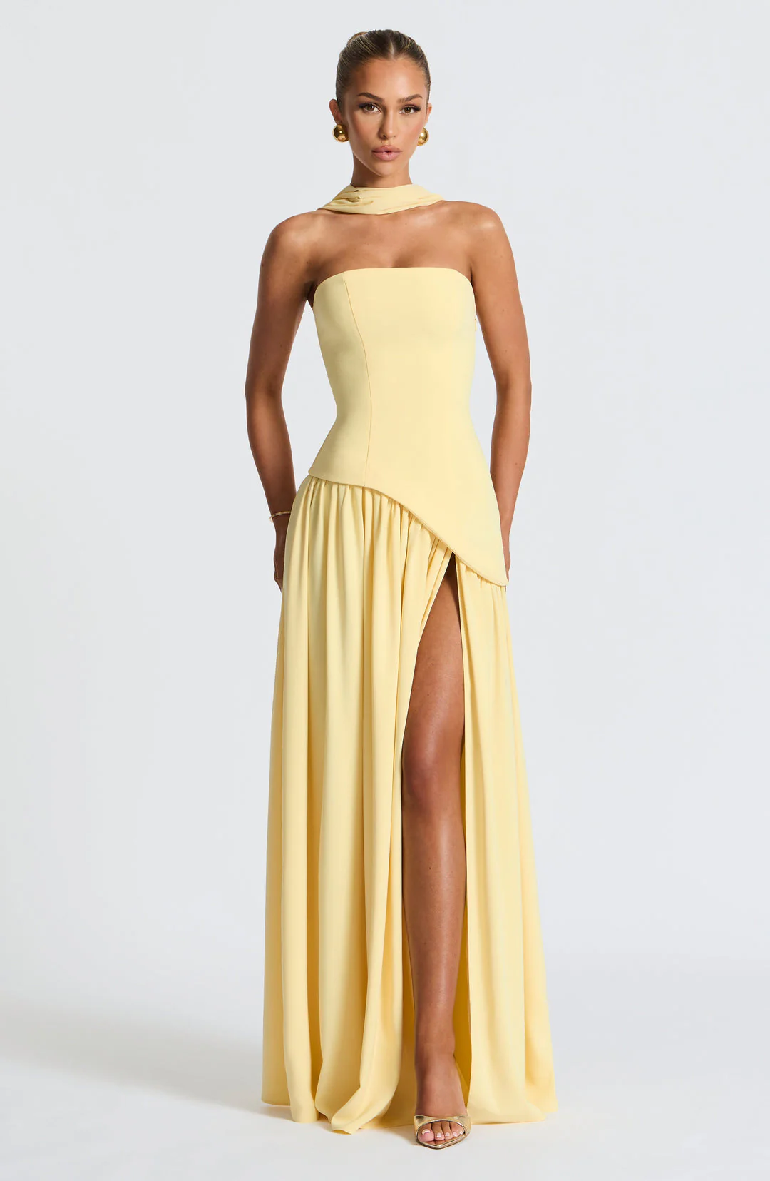 womens-evening-woven-maxi-dress-with-side-slit-and-scarf-5