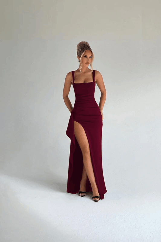 womens-maxi-dress-in-knit-with-square-neck-and-high-slit-3