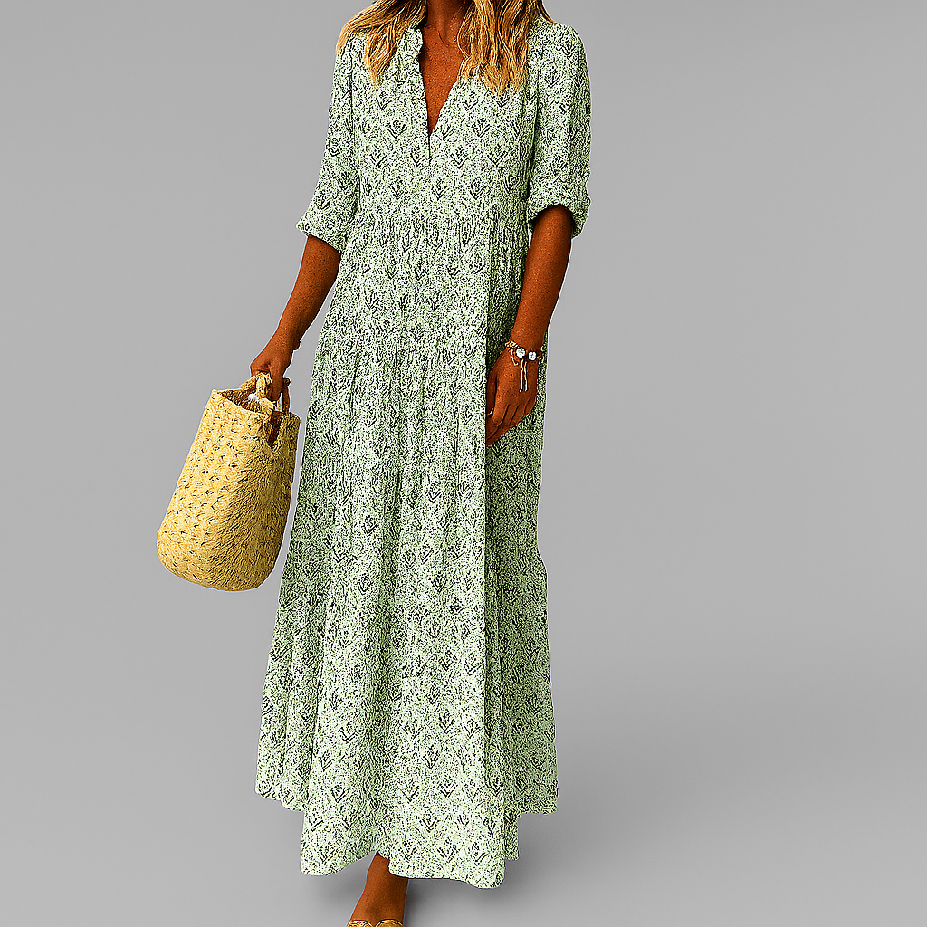 womens-maxi-polyester-blend-dress-with-v-neck-and-34-sleeves-4