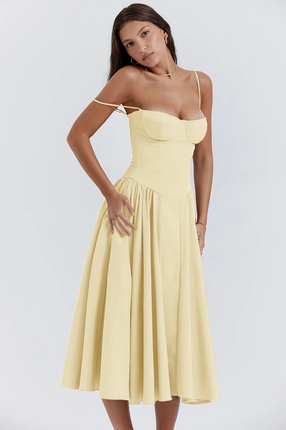 womens-midi-dress-in-woven-material-with-bust-seams-and-pockets-17