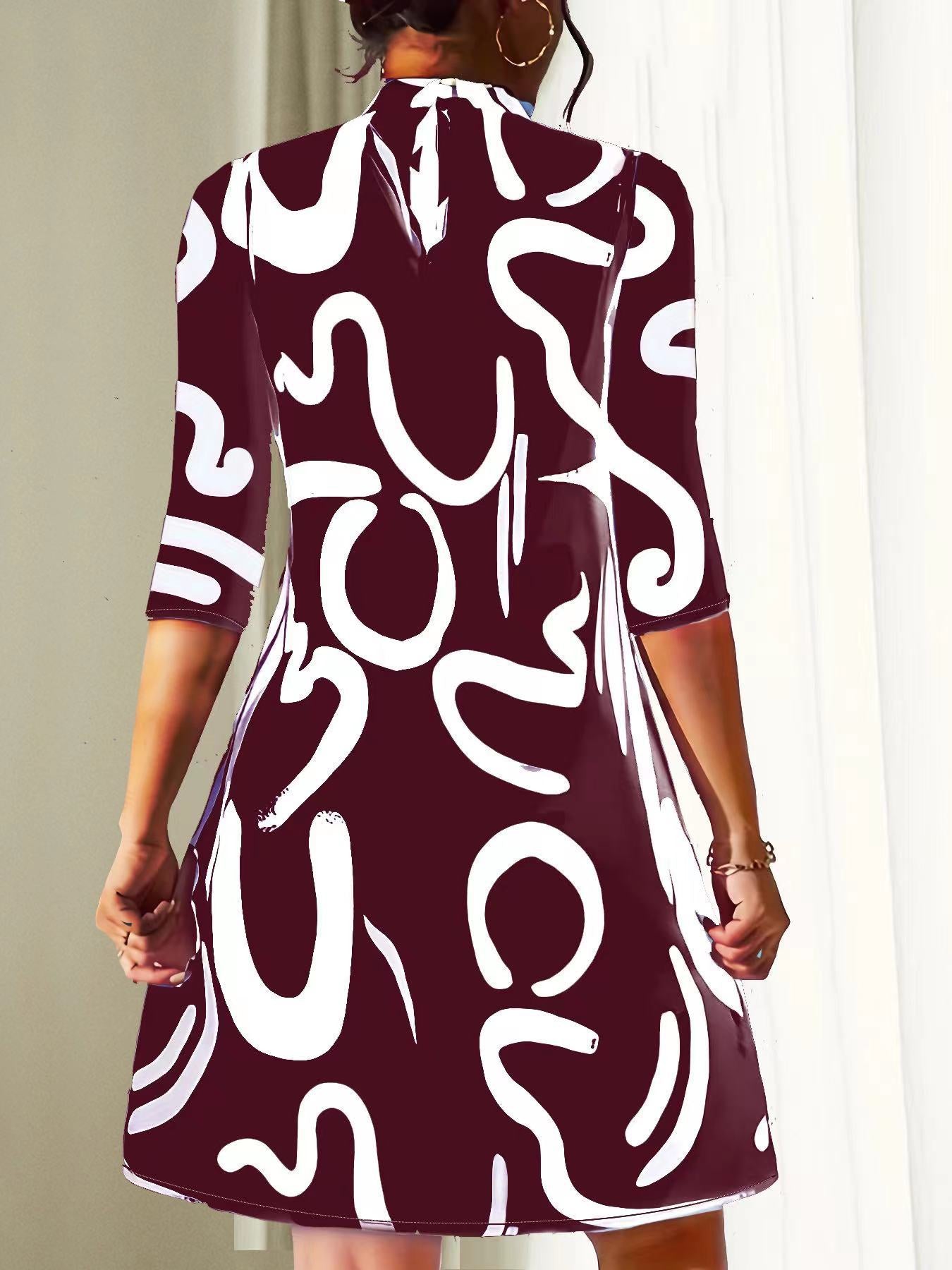 womens-mini-dress-in-knit-with-abstract-print-and-keyhole-back-6