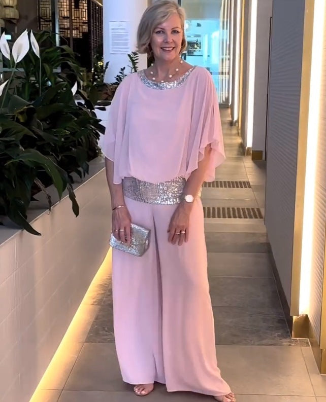 womens-occasion-woven-jumpsuit-with-sequin-trim-and-cape-sleeves-2