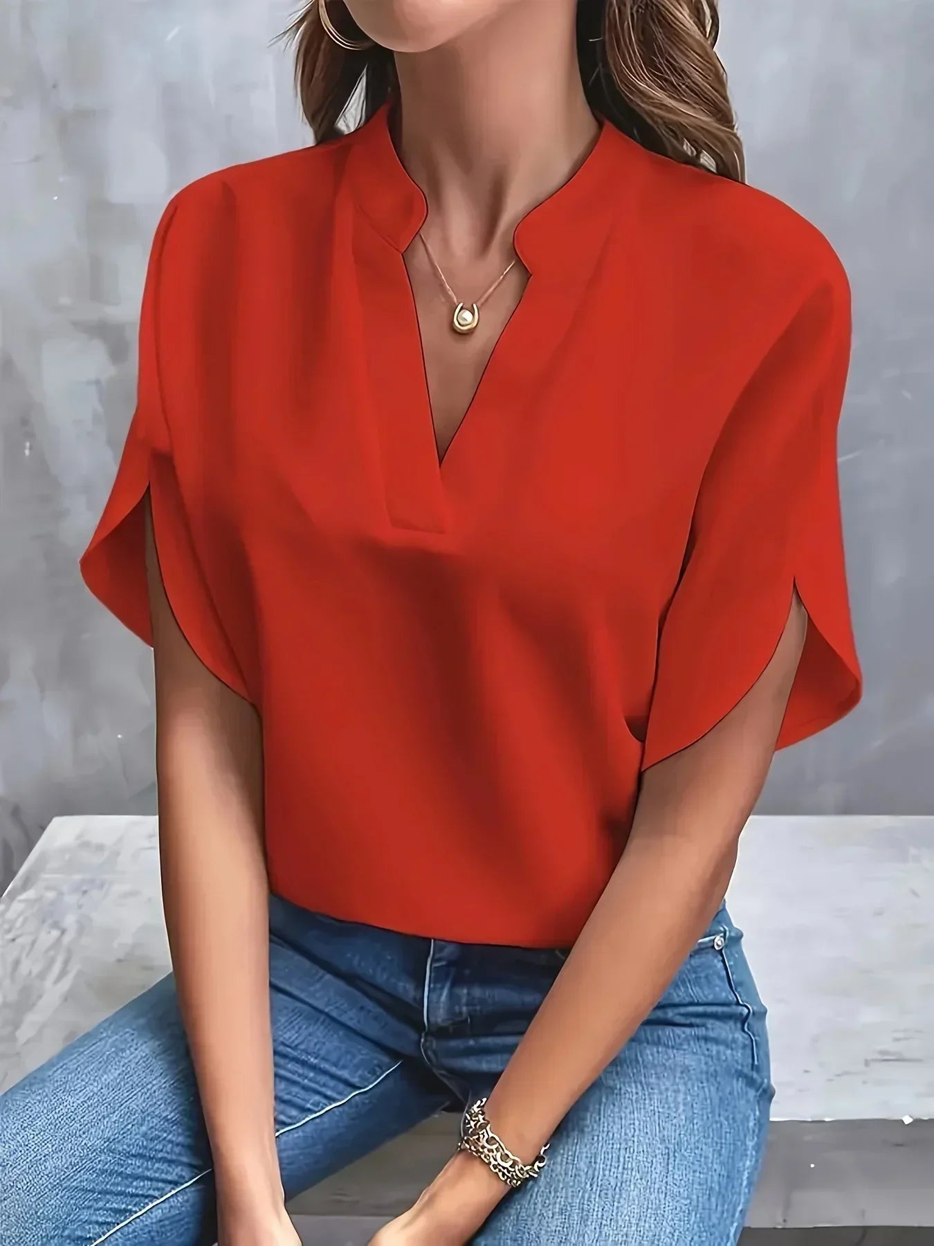 womens-office-woven-blouse-with-split-neck-and-slit-sleeves-5