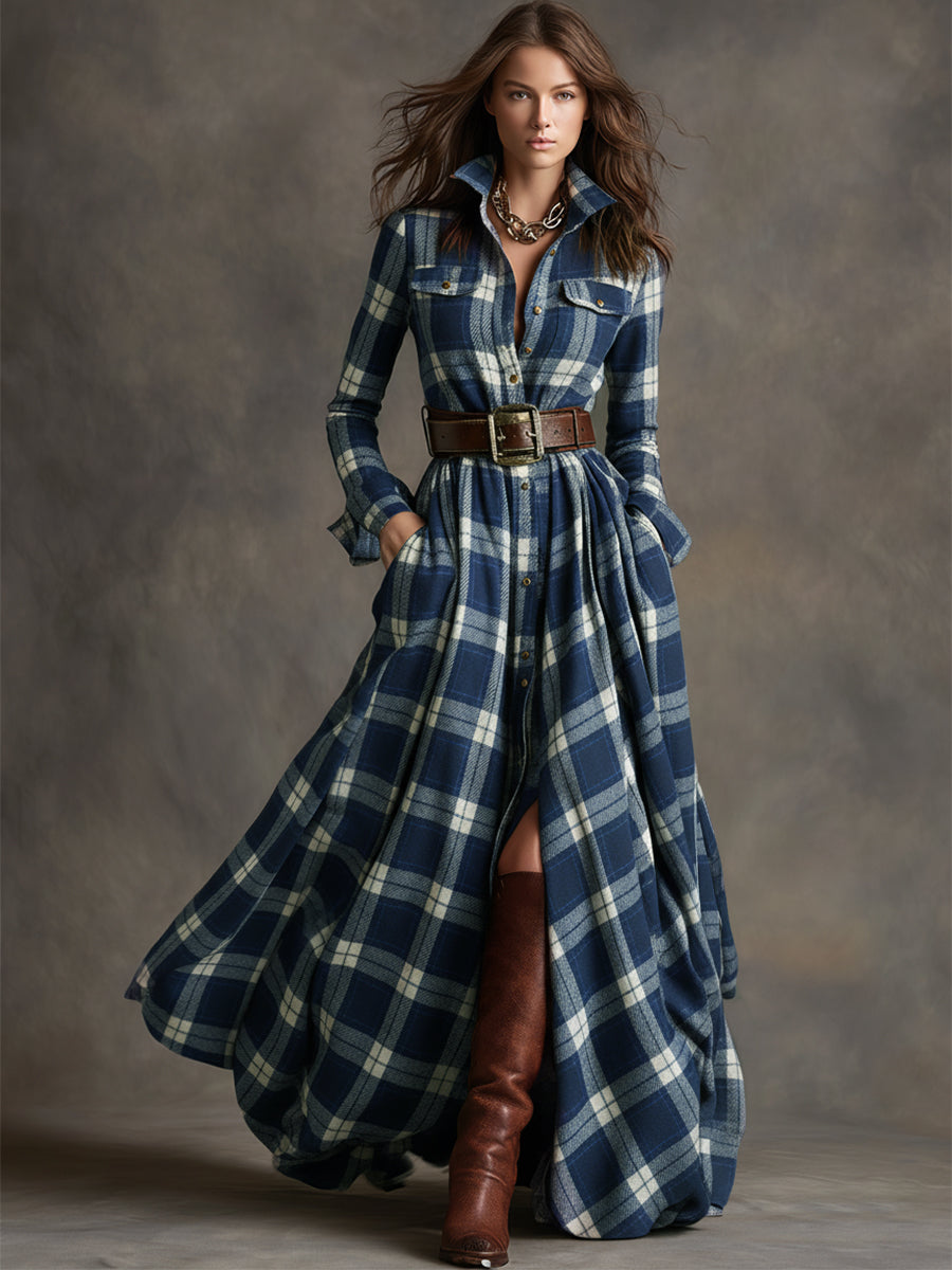 womens-plaid-woven-maxi-dress-with-button-placket-and-belt-10