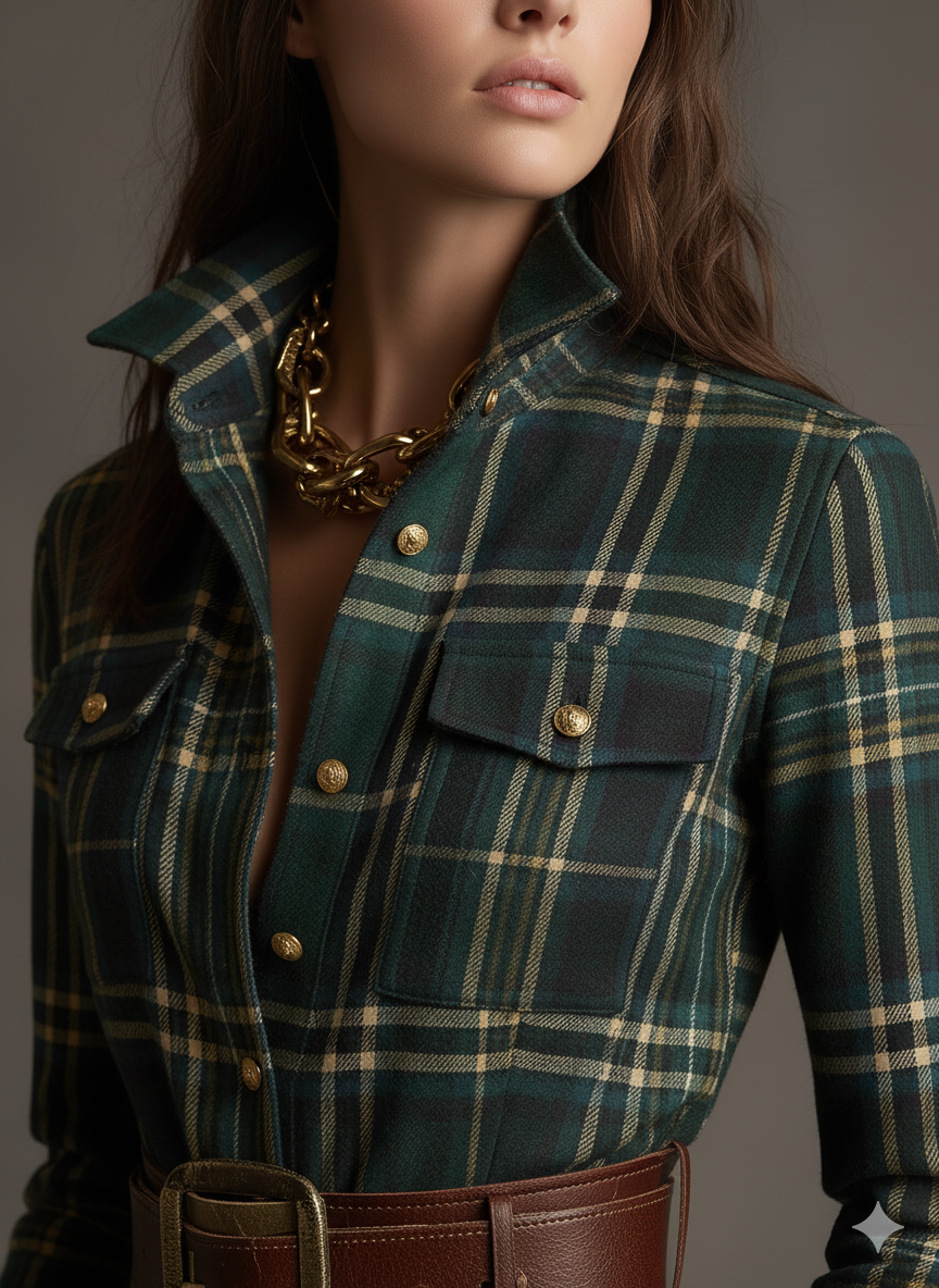 womens-plaid-woven-maxi-dress-with-button-placket-and-belt-7
