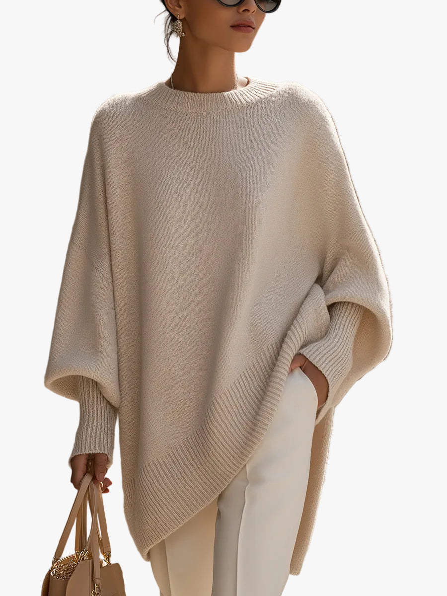 womens-poncho-style-knit-sweater-with-ribbed-crew-neck-and-hem-1