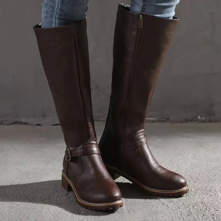 womens-riding-synthetic-boots-with-side-zipper-and-buckle-strap-3