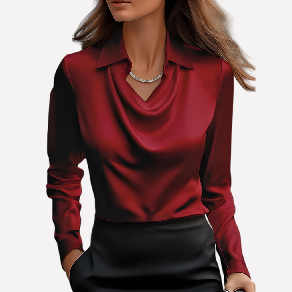 womens-satin-style-woven-blouse-with-draped-neckline-and-cuffs-4