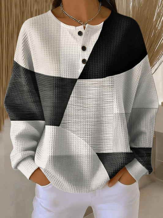 Maeve - Patterned Waffle Knit Relaxed Top