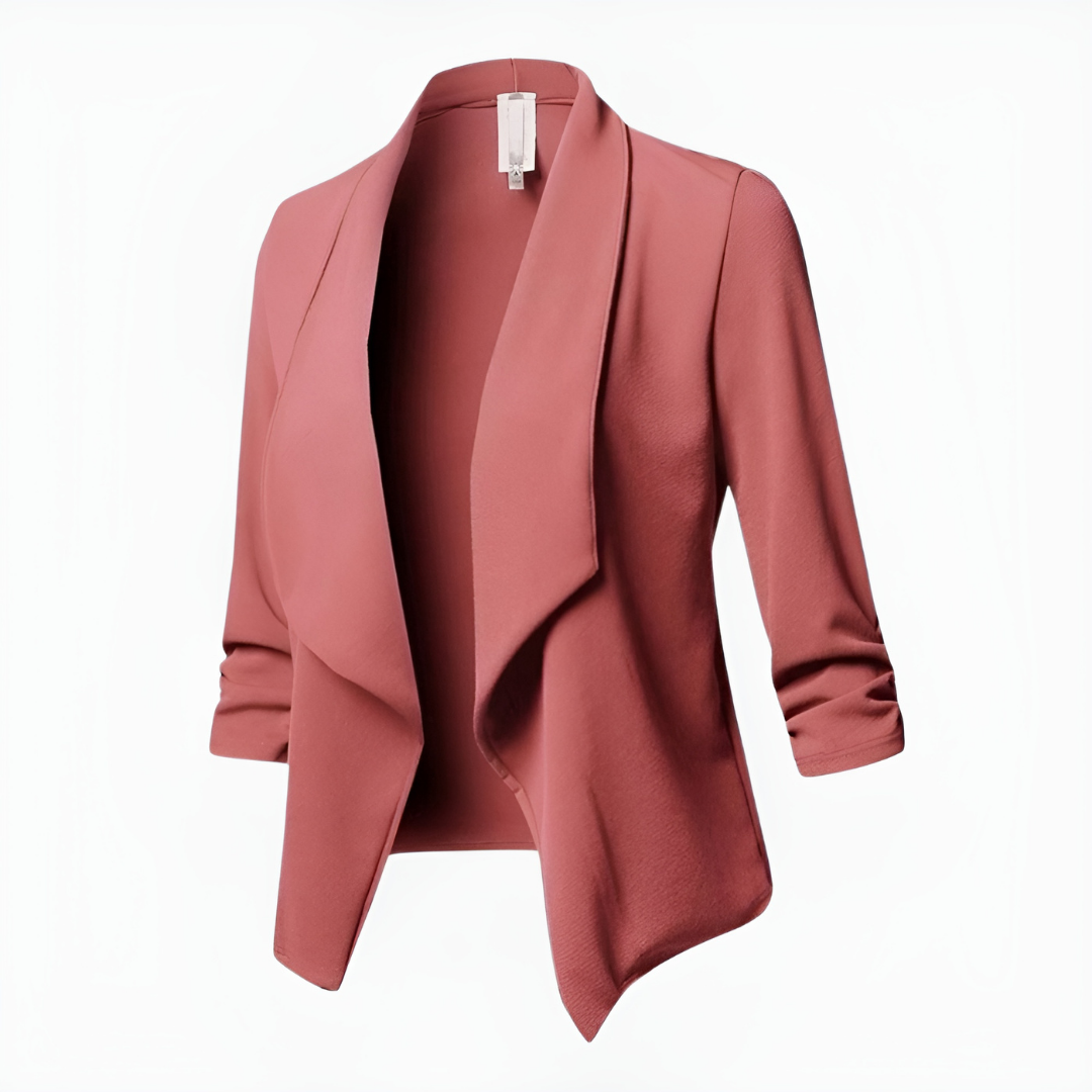 womens-woven-blazer-with-open-front-and-ruched-sleeves-2
