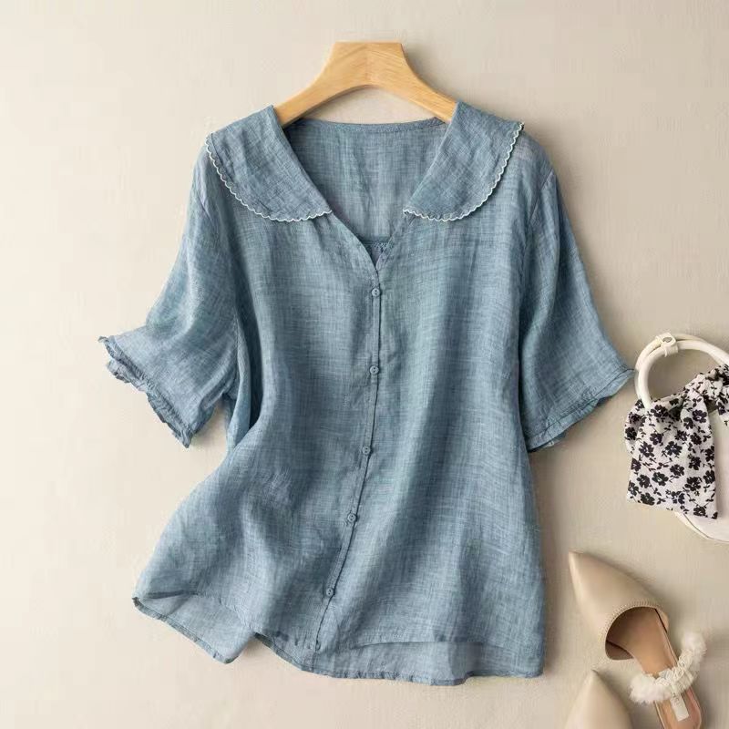 womens-woven-blouse-with-scalloped-collar-and-button-placket-3