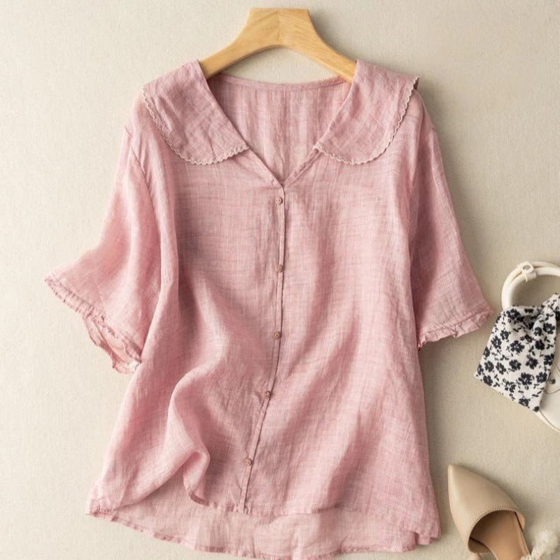 womens-woven-blouse-with-scalloped-collar-and-button-placket-4
