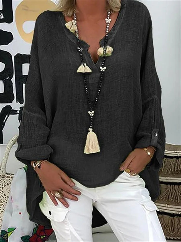 womens-woven-blouse-with-split-v-neck-and-roll-tab-sleeves-3