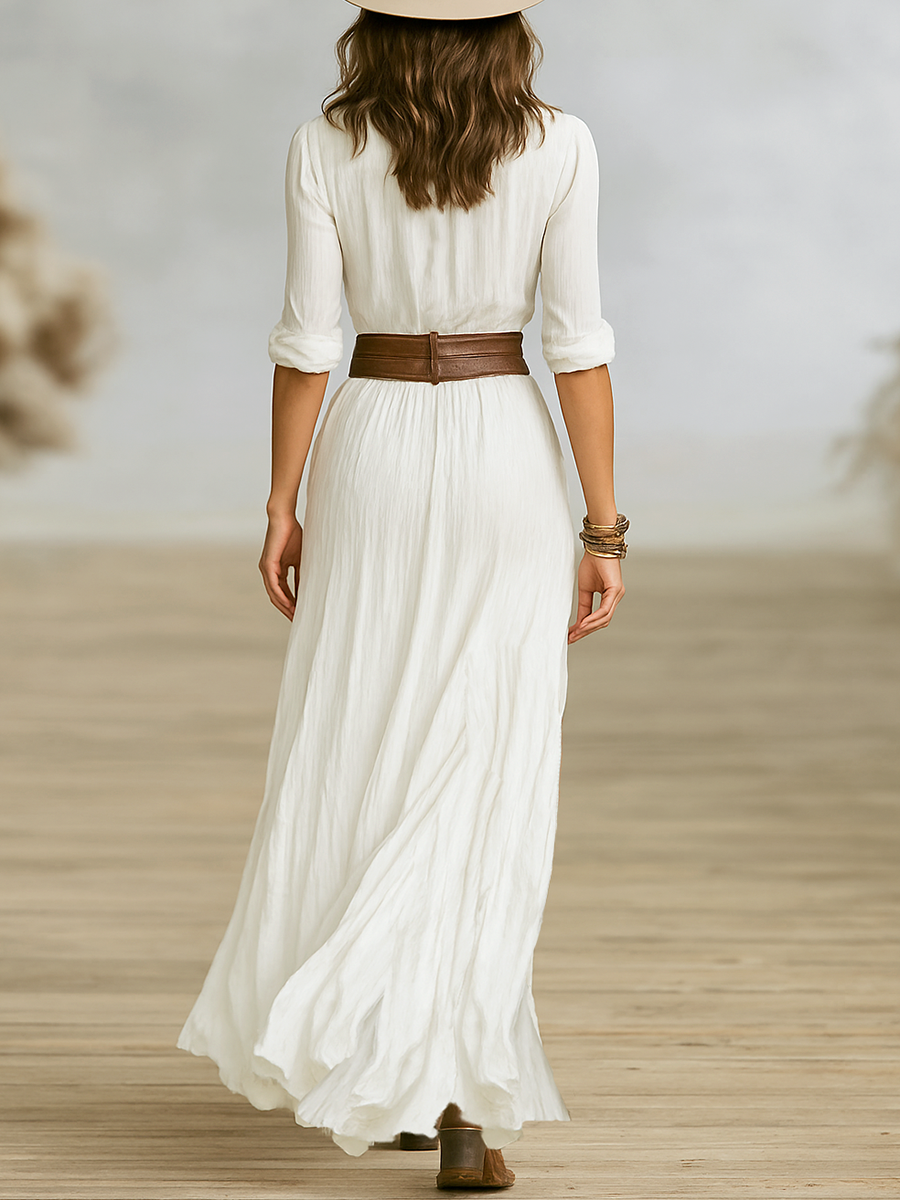 womens-woven-maxi-dress-with-button-front-and-buckle-belt-8