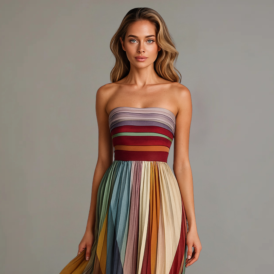 womens-woven-maxi-dress-with-strapless-bodice-and-pleated-skirt-2