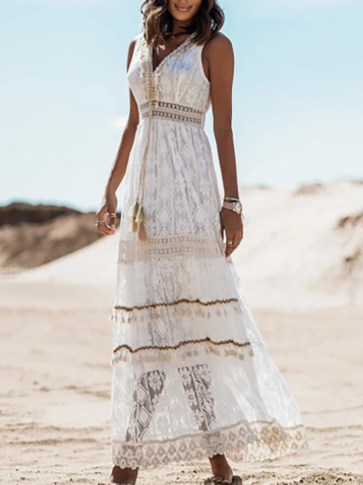 womens-woven-maxi-dress-with-v-neck-and-tassel-tie-4