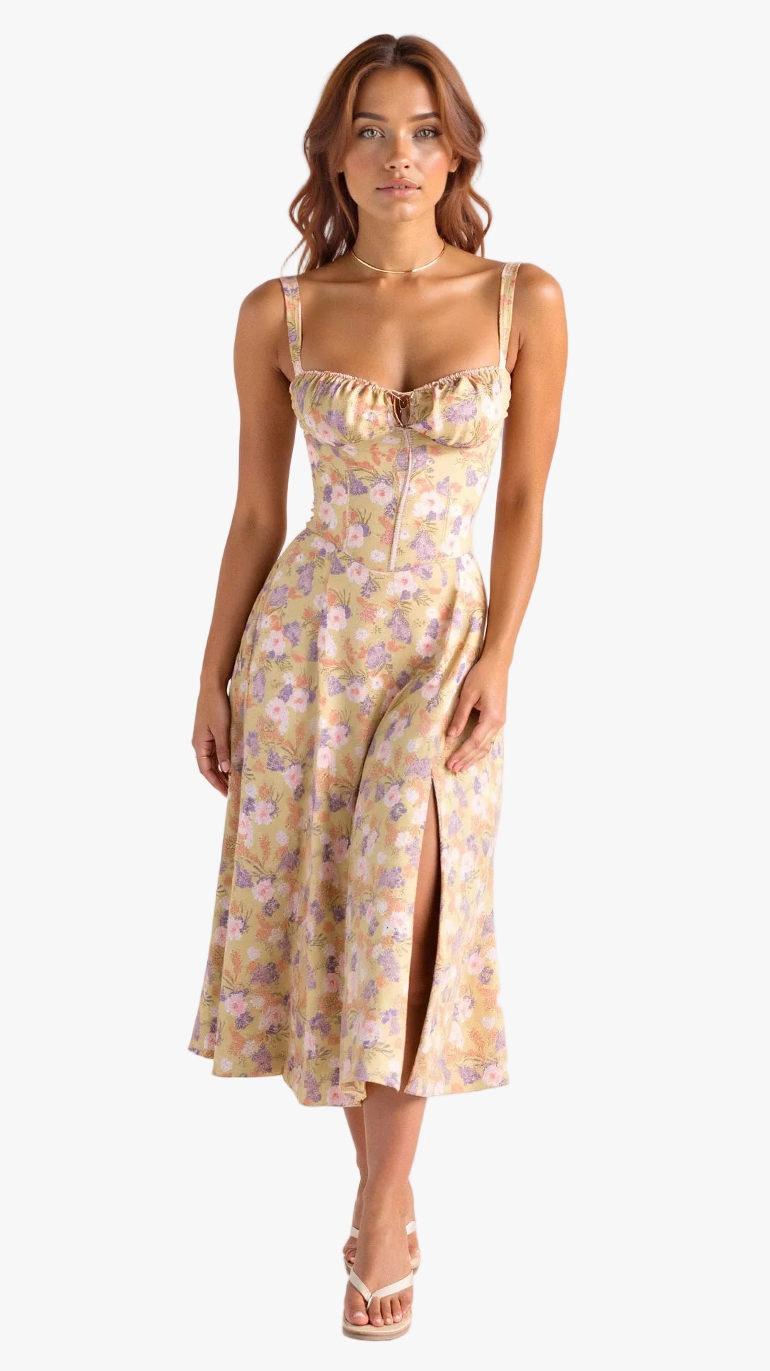 womens-woven-midi-dress-with-bustier-bodice-and-side-slit-1